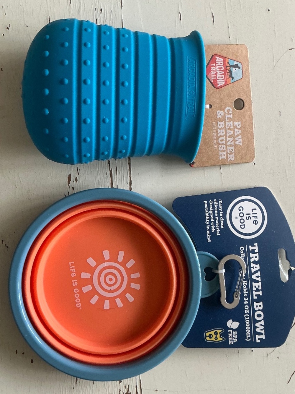 NWT Life is Good Travel Bowl & Arcadia Trail Paw Cleaner & Brush